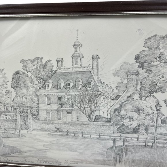 Drawing The Governor’s Palace Williamsburg Virginia Signed Charles H. Overly - Picture 4 of 15